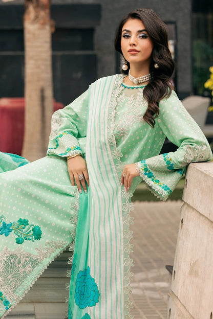 Pakistani Charizma Swiss Voile Embroidered Unstitched Three Piece - Lichen
