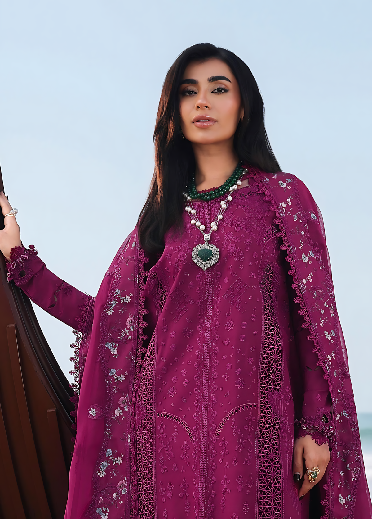 Pakistani Sahil by Qalamkar Lawn Unstitched Three Piece - Pansy Purple