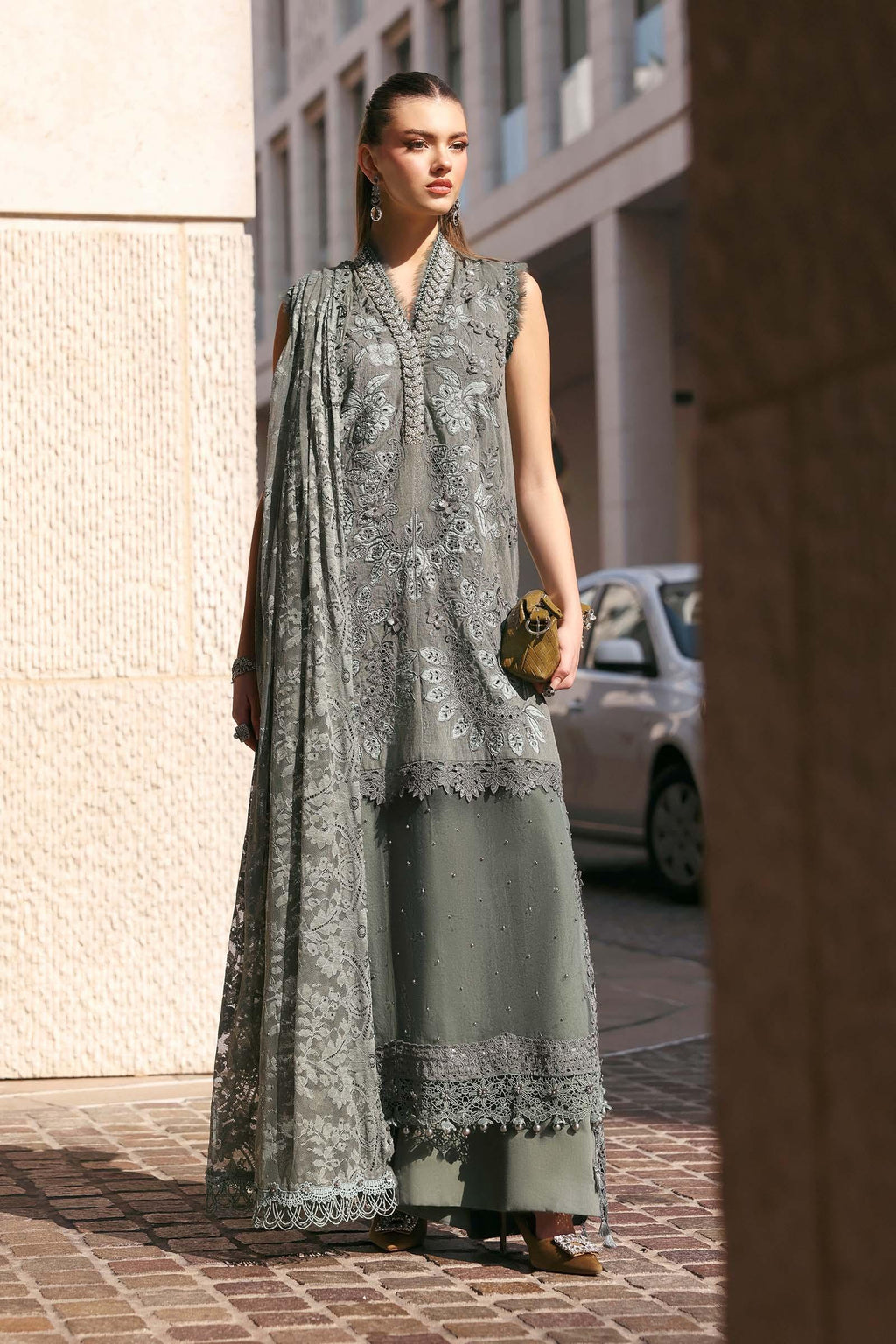 Pakistani Maria B Luxury Lawn Unstitched Three Piece - Friar Grey