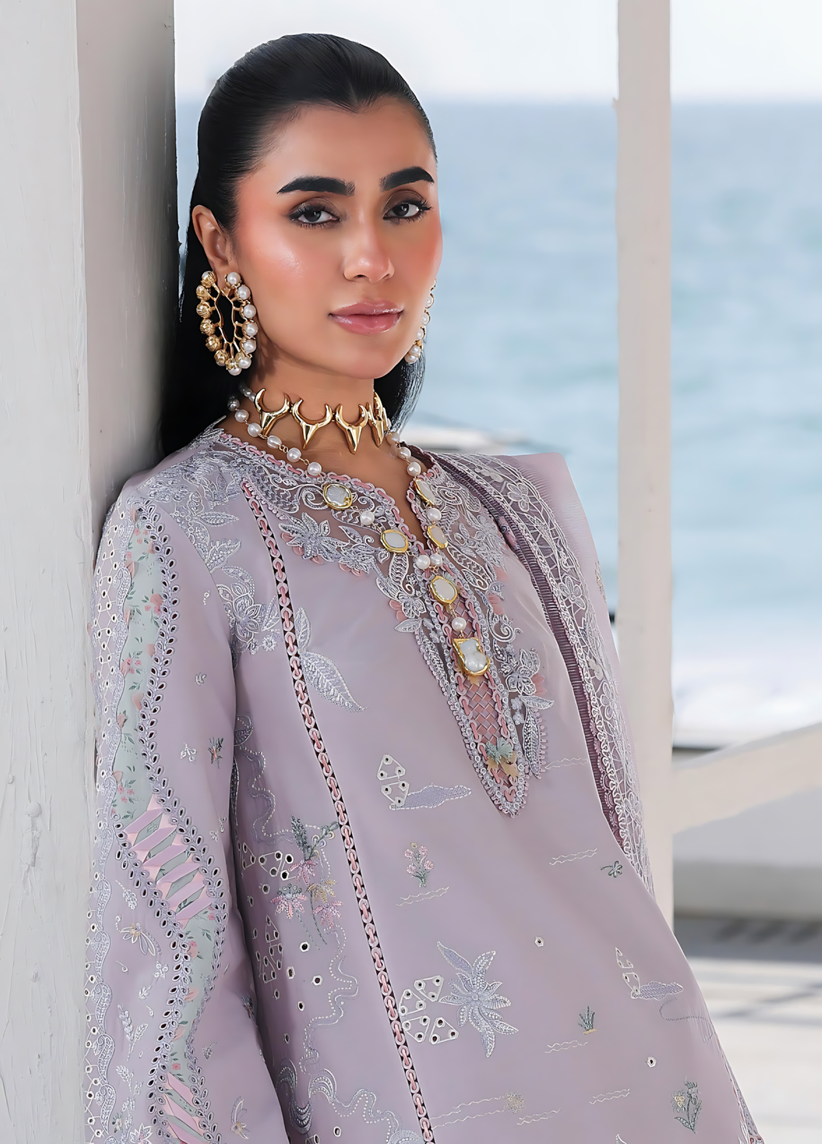 Pakistani Sahil by Qalamkar Lawn Unstitched Three Piece - Light Purple