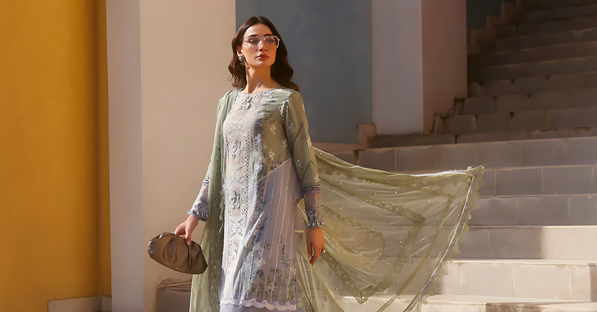 Pakistani Maria B Luxury Lawn Unstitched Three Piece - Sandstone