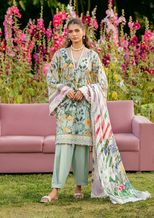 Pakistani Elaf Premium Digital Printed Unstitched Lawn Three Piece - Elaris