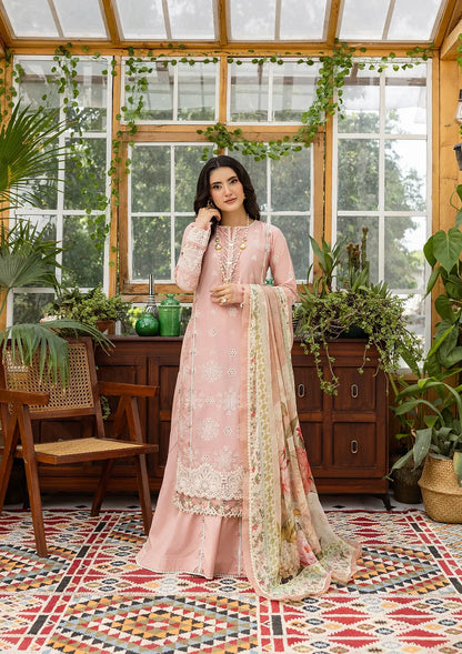 Pakistani Elaf Chikankari Embroidered Lawn Unstitched Three Piece - Forever Blush