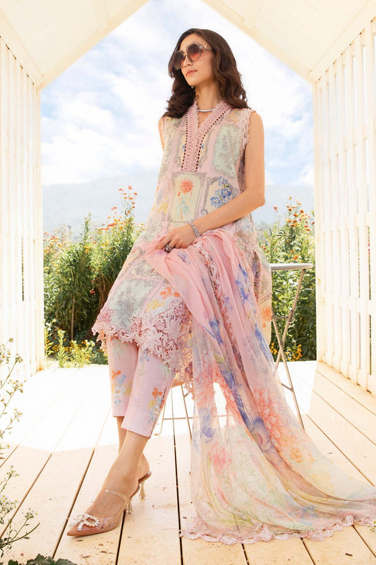 Pakistani Maria B Printed Unstitched Lawn Premium Three Piece - Pink