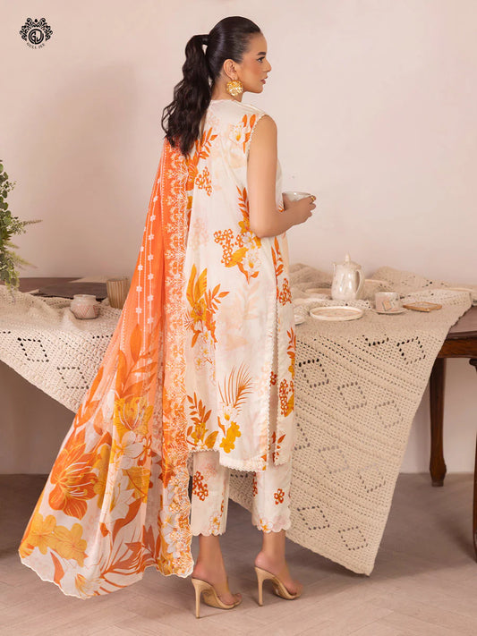 Pakistani Ziva by Gulljee Digital Printed Lawn Unstitched Three Piece - Pearl Bush