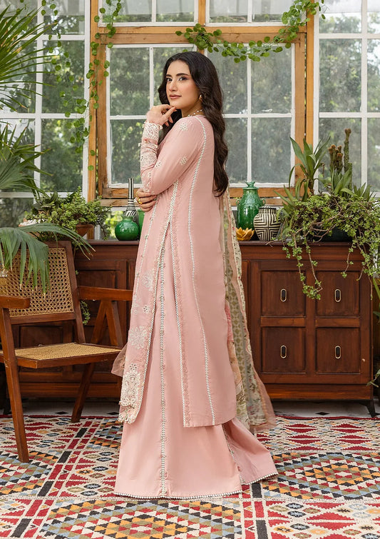 Pakistani Elaf Chikankari Embroidered Lawn Unstitched Three Piece - Forever Blush