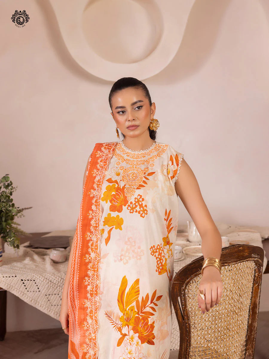Pakistani Ziva by Gulljee Digital Printed Lawn Unstitched Three Piece - Pearl Bush