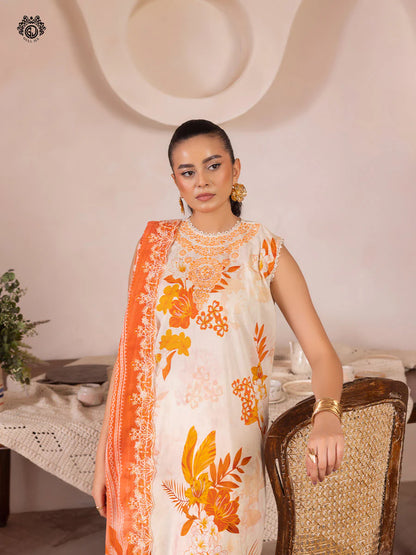 Pakistani Ziva by Gulljee Digital Printed Lawn Unstitched Three Piece - Pearl Bush