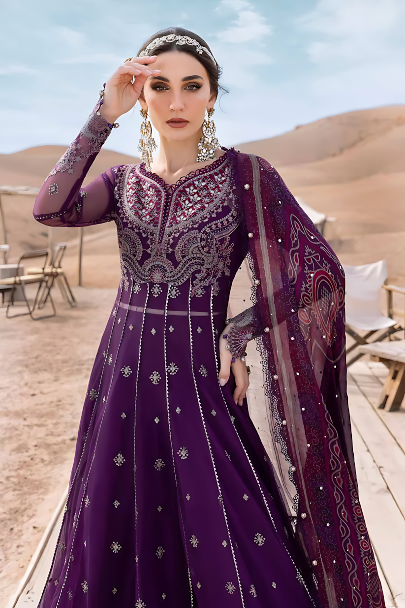 Pakistani Maria B Luxury Lawn Unstitched Three Piece - Purple