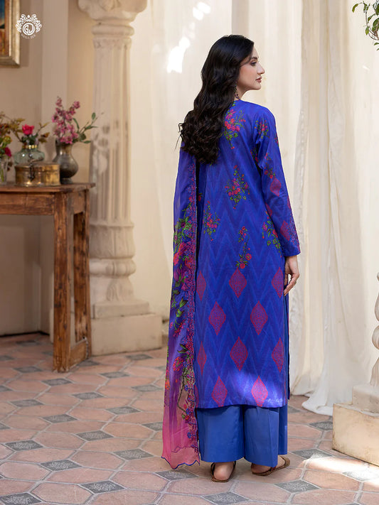 Pakistani Rang Pasand by Gulljee Digital Printed Lawn Unstitched Three Piece - Sapphire Blue