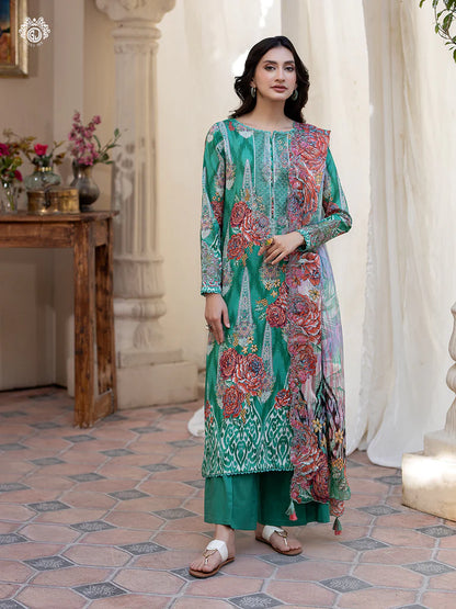 Pakistani Rang Pasand by Gulljee Digital Printed Lawn Unstitched Three Piece - Turtle Green