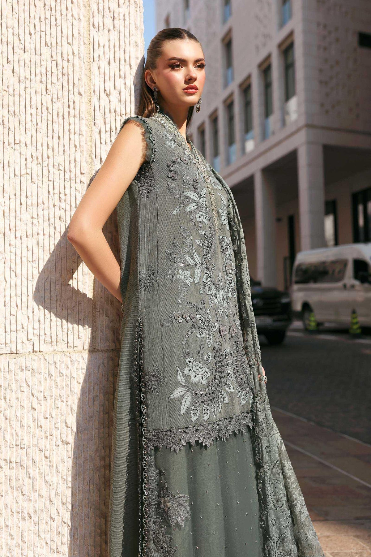 Pakistani Maria B Luxury Lawn Unstitched Three Piece - Friar Grey