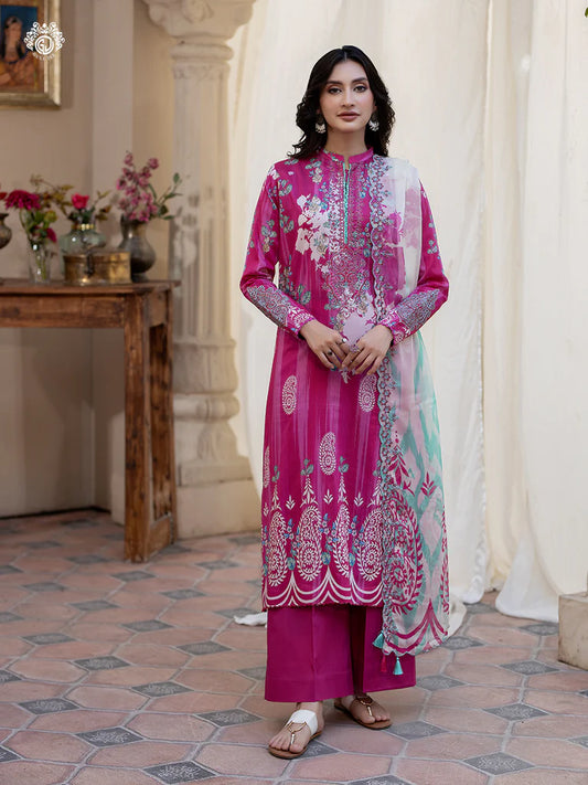 Pakistani Rang Pasand by Gulljee Digital Printed Lawn Unstitched Three Piece - Jazzberry