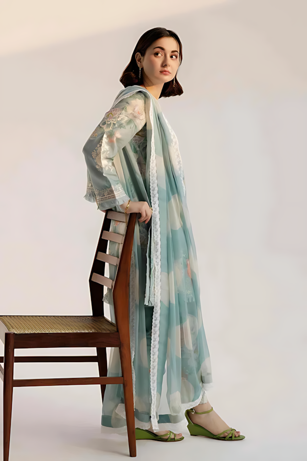 Pakistani Zara Shahjahan Coco Lawn Unstitched Three Piece - Powder Blue