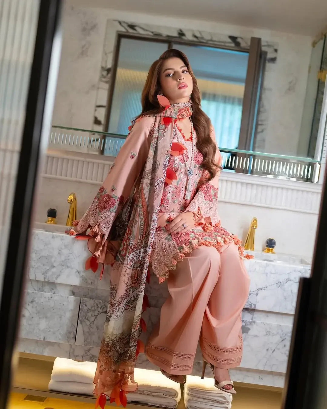 Pakistani Jade Ombre Starlet Unstitched Three Piece - Petite Orchid