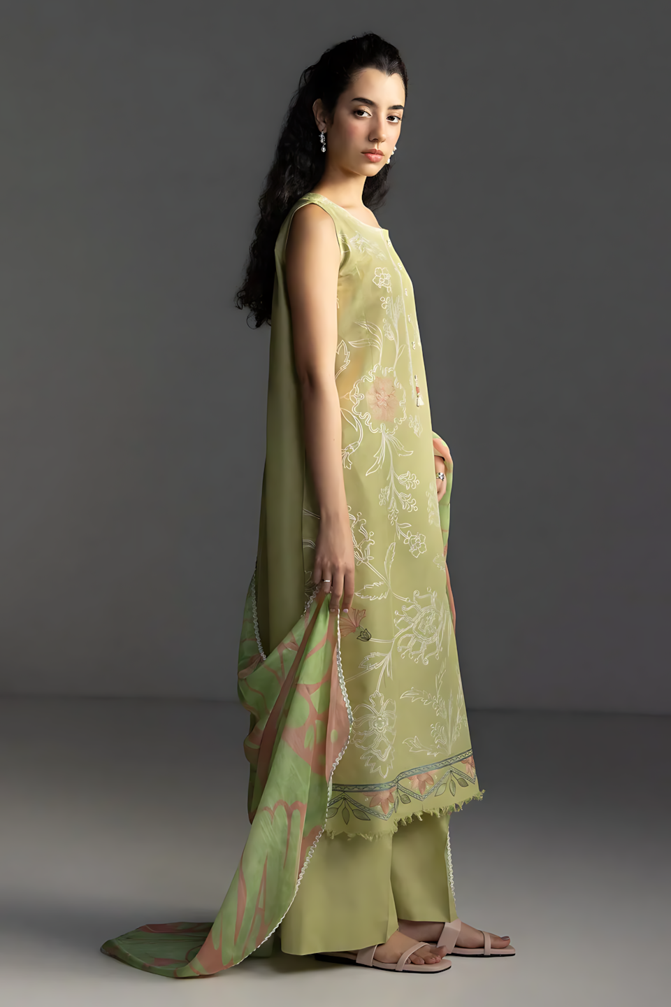 Pakistani Zara Shahjahan Coco Lawn Unstitched Three Piece - Hemlock