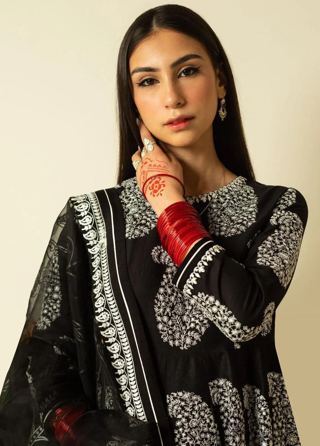 Pakistani Zara Shahjahan Lawn Unstitched Three Piece - Black