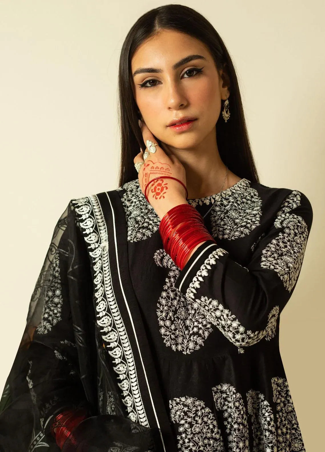 Pakistani Zara Shahjahan Lawn Unstitched Three Piece - Black