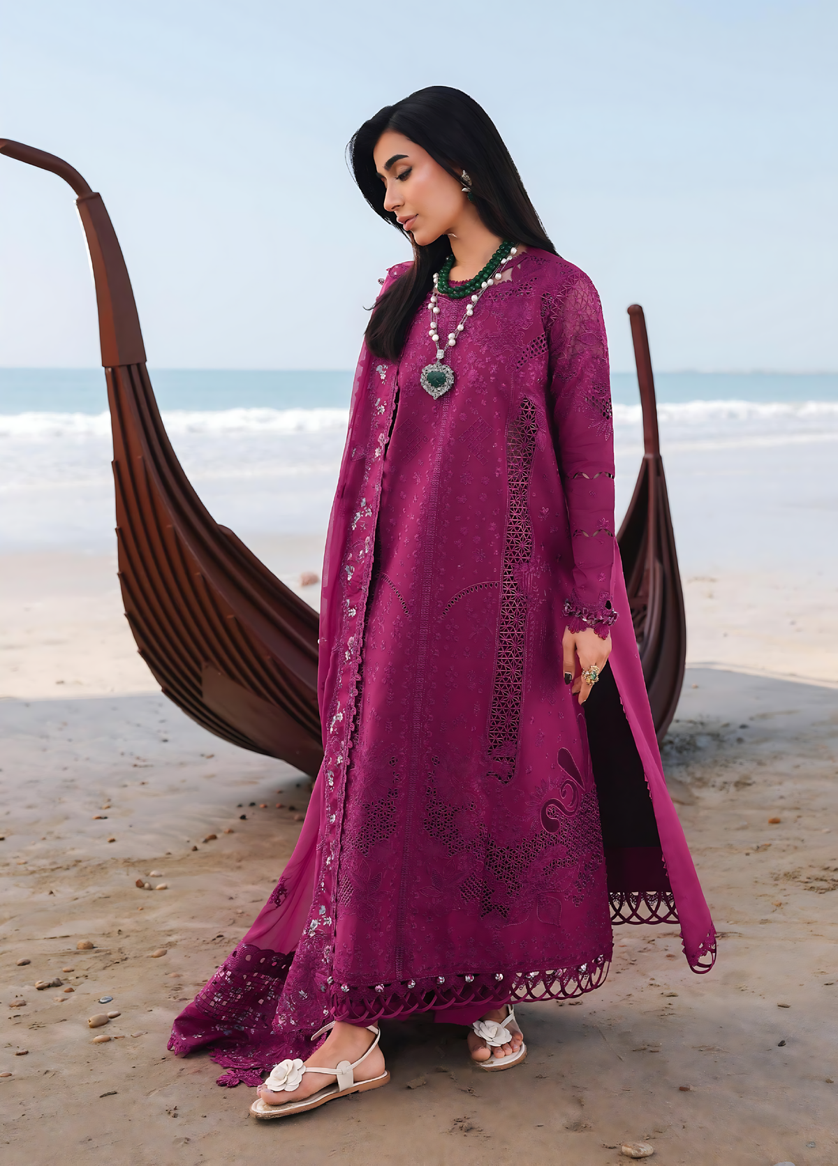 Pakistani Sahil by Qalamkar Lawn Unstitched Three Piece - Pansy Purple