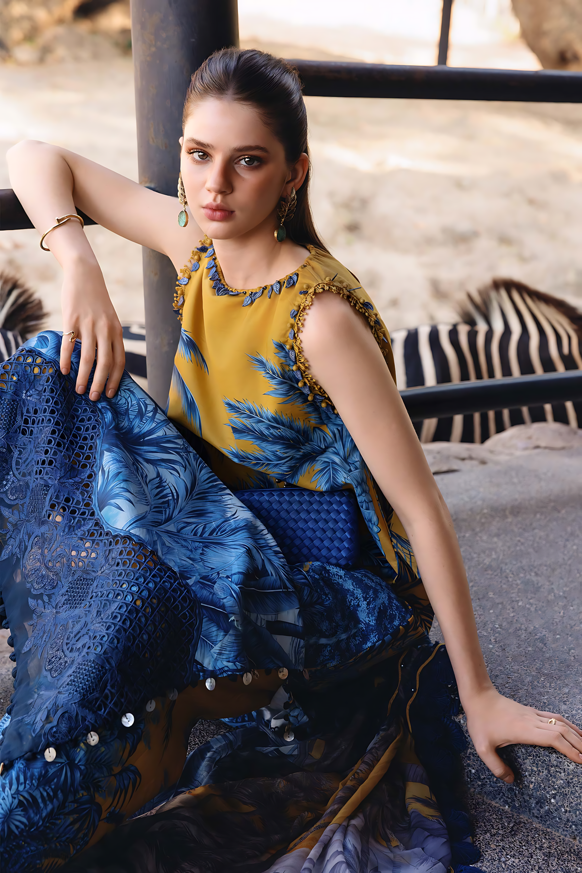 Pakistani M.Print by Maria B Lawn Unstitched Three Piece - Mustard