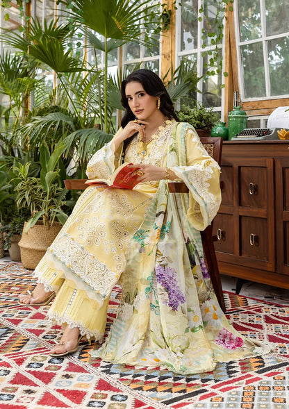 Pakistani Elaf Chikankari Embroidered Lawn Unstitched Three Piece - Butter Bloom