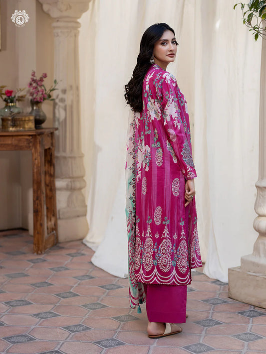 Pakistani Rang Pasand by Gulljee Digital Printed Lawn Unstitched Three Piece - Jazzberry