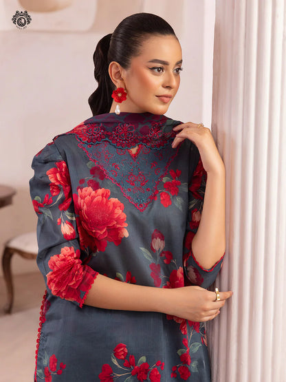 Pakistani Ziva by Gulljee Digital Printed Lawn Unstitched Three Piece - Mid Grey