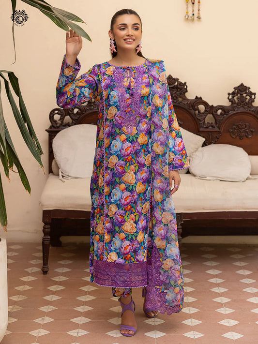 Pakistani Ziva by Gulljee Floral Printed Lawn Unstitched Three Piece - Eminence