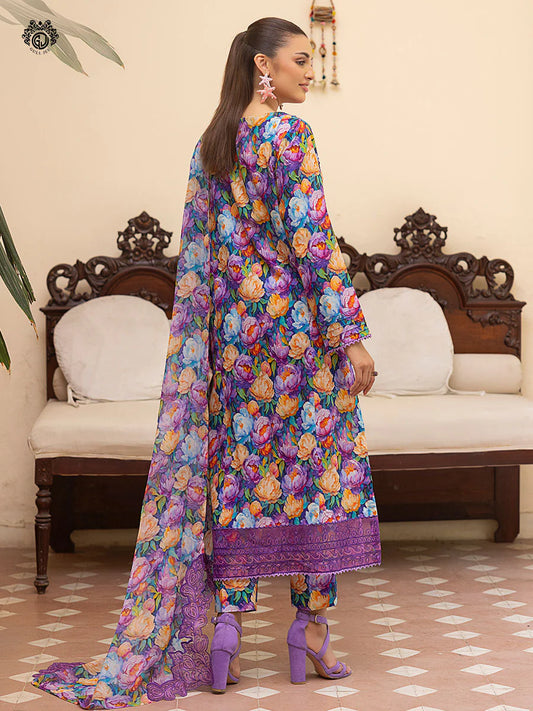 Pakistani Ziva by Gulljee Floral Printed Lawn Unstitched Three Piece - Eminence