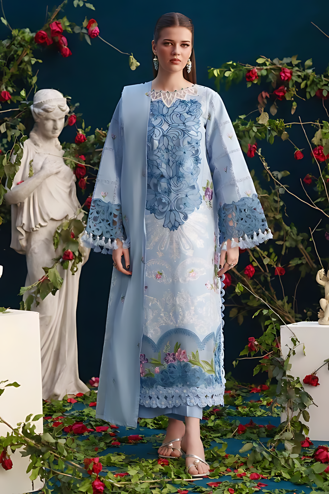 Pakistani Parishay Unstitched Lawn Three Piece - Blue Yonder