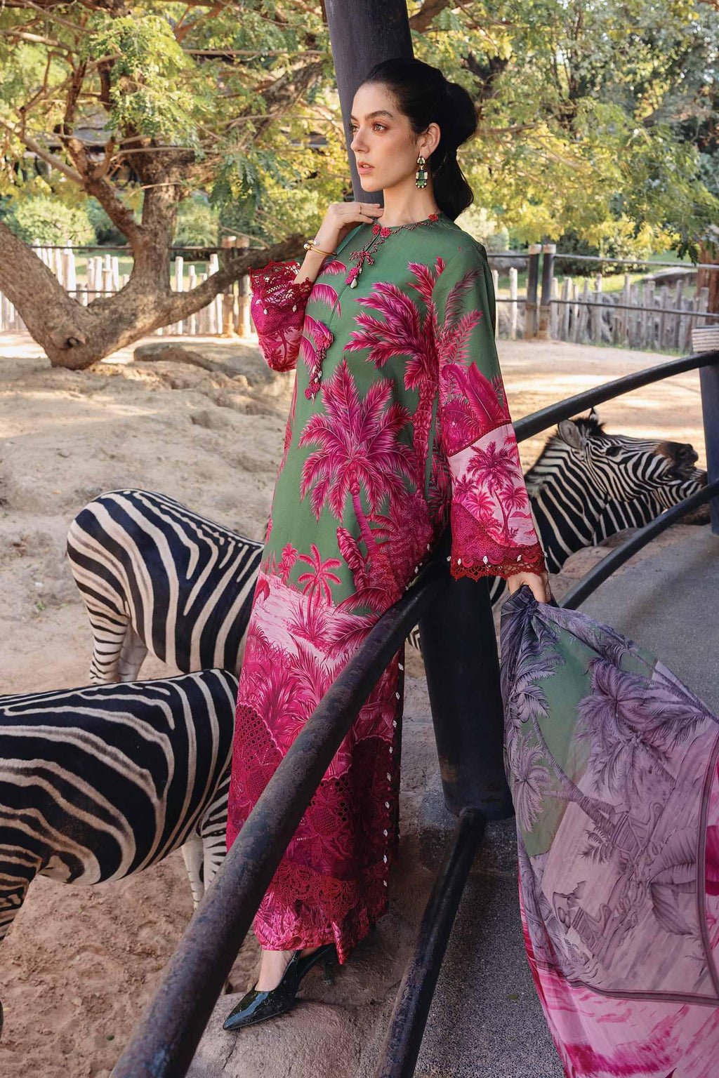 Pakistani M.Print by Maria B Lawn Unstitched Three Piece - Olive Green