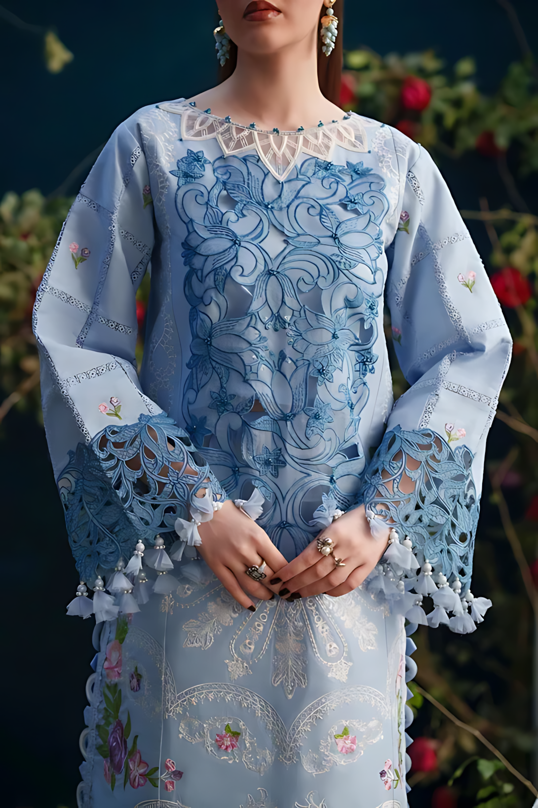 Pakistani Parishay Unstitched Lawn Three Piece - Blue Yonder