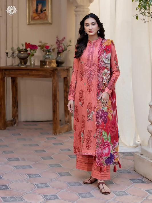 Pakistani Rang Pasand by Gulljee Digital Printed Lawn Unstitched Three Piece - Dark Peach