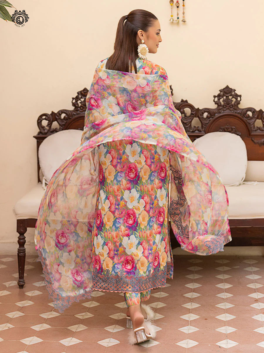 Pakistani Ziva by Gulljee Floral Printed Lawn Unstitched Three Piece - Tacao
