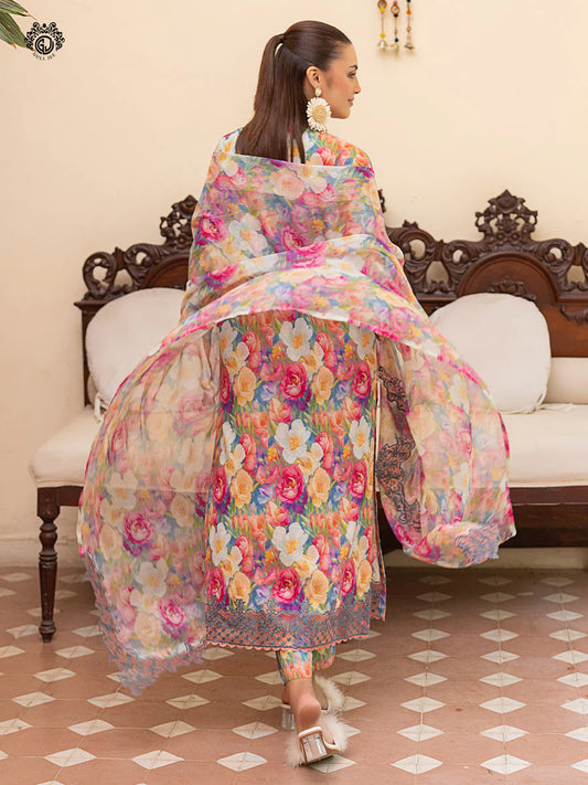 Pakistani Ziva by Gulljee Floral Printed Lawn Unstitched Three Piece - Tacao