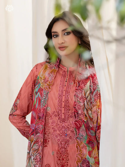 Pakistani Rang Pasand by Gulljee Digital Printed Lawn Unstitched Three Piece - Dark Peach