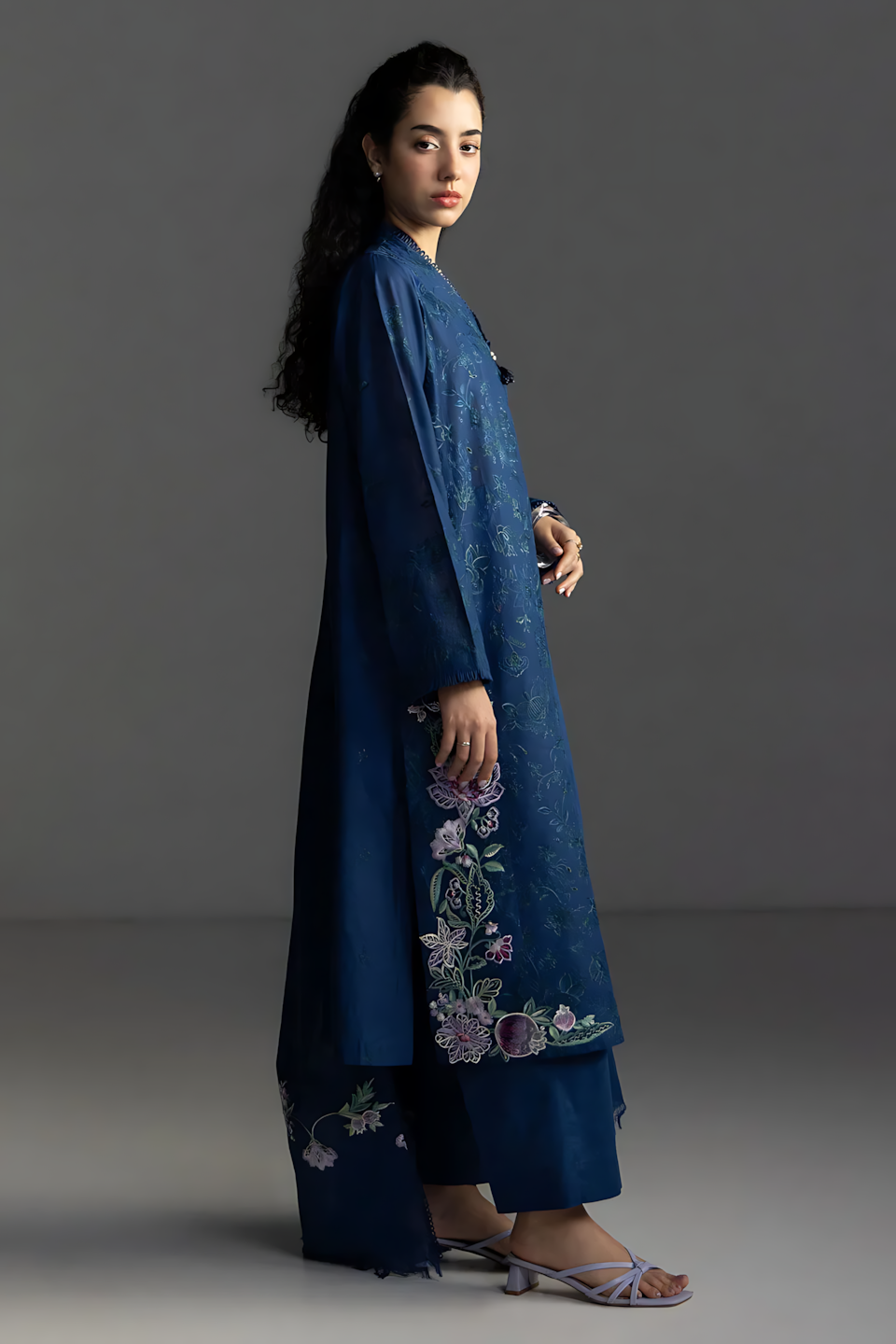 Pakistani Zara Shahjahan Coco Lawn Unstitched Three Piece - Nile Blue
