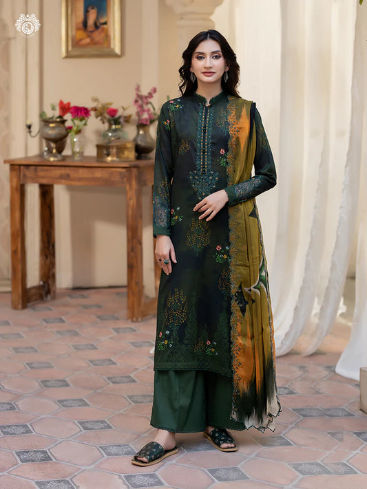 Pakistani Rang Pasand by Gulljee Digital Printed Lawn Unstitched Three Piece - Lunar Green
