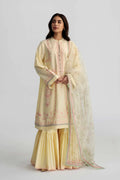 Pakistani Embroidered Self Jacquard Unstitched Suit With Printed Organza Dupatta