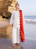 Pakistani Embroidered Unstitched Three Piece - White