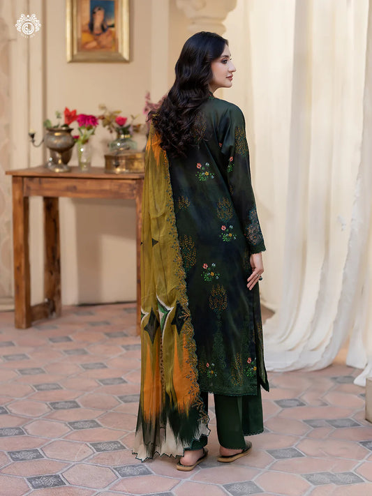 Pakistani Rang Pasand by Gulljee Digital Printed Lawn Unstitched Three Piece - Lunar Green