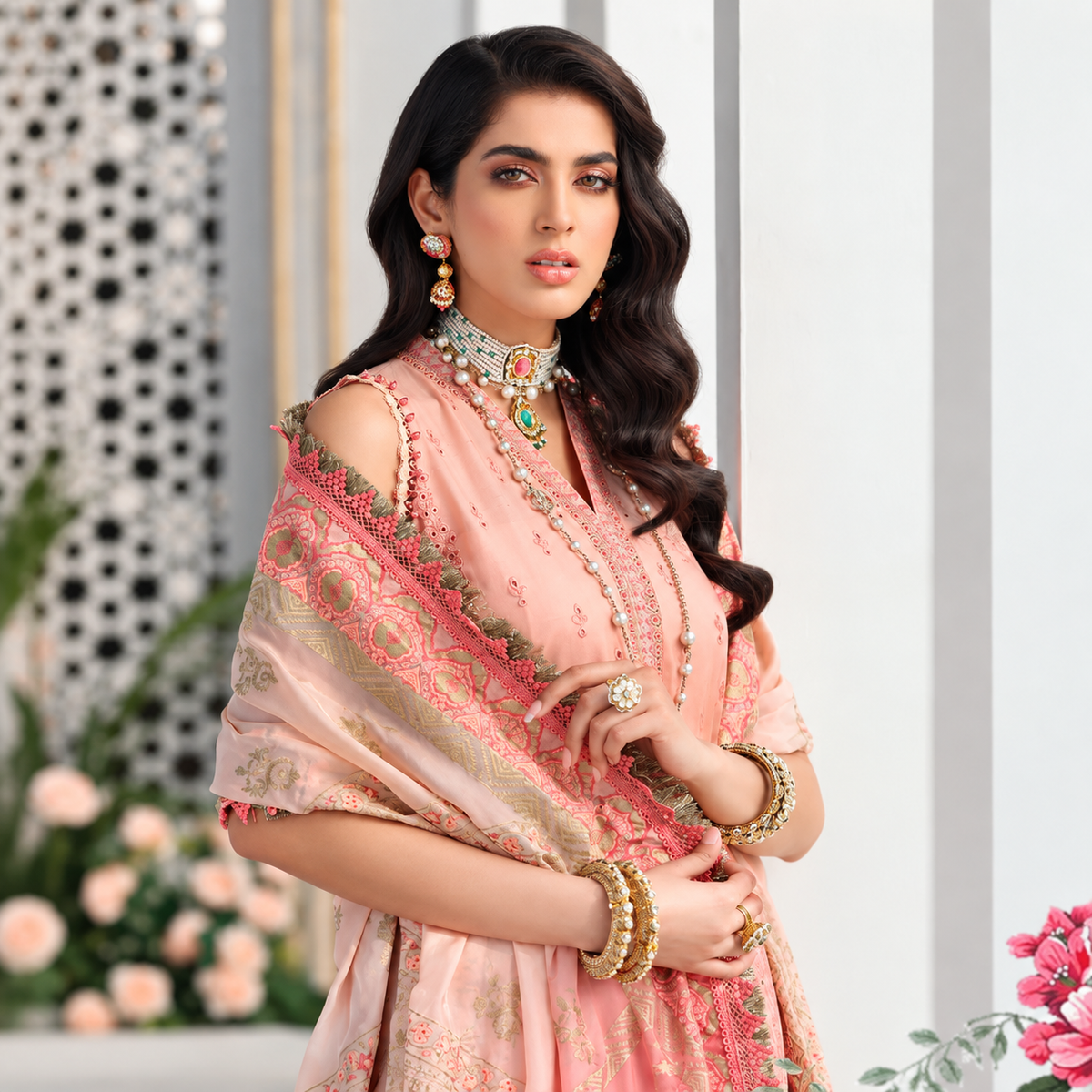 Pakistani Embroidered Chikankari Lawn Unstitched Three Piece Suit