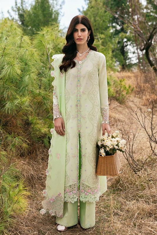 Pakistani Qalamkar Embroidered Unstitched Luxury Lawn Three Piece - Meline