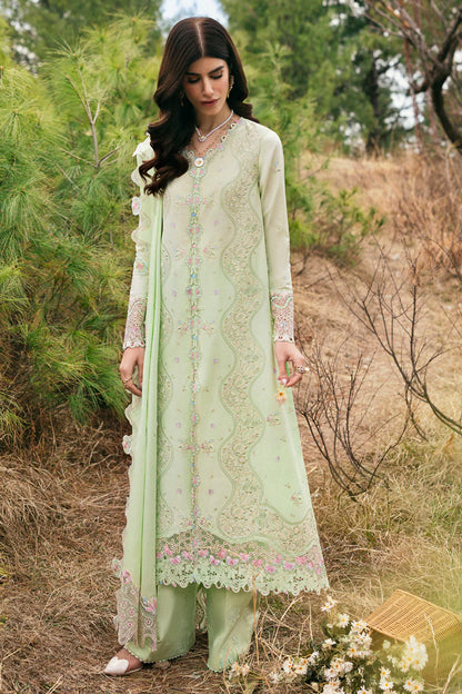 Pakistani Qalamkar Embroidered Unstitched Luxury Lawn Three Piece - Meline