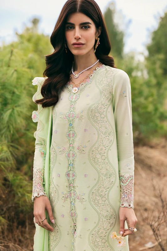 Pakistani Qalamkar Embroidered Unstitched Luxury Lawn Three Piece - Meline