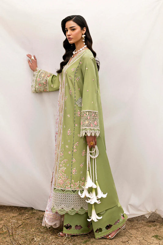 Pakistani Qalamkar Embroidered Unstitched Luxury Lawn Three Piece - Lovisa