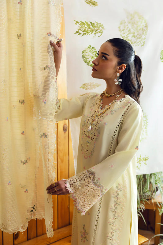 Pakistani Qalamkar Embroidered Unstitched Luxury Lawn Three Piece - Keva