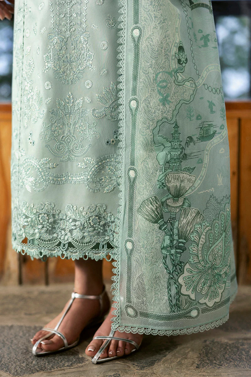 Pakistani Qalamkar Embroidered Unstitched Luxury Lawn Three Piece - Elira