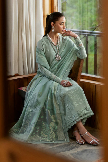 Pakistani Qalamkar Embroidered Unstitched Luxury Lawn Three Piece - Elira