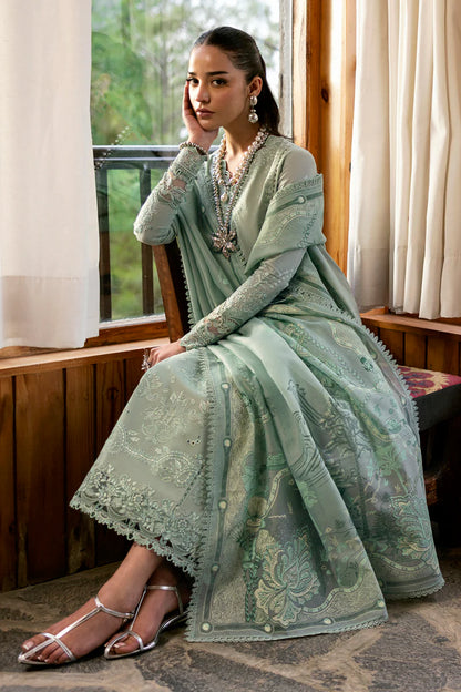 Pakistani Qalamkar Embroidered Unstitched Luxury Lawn Three Piece - Elira
